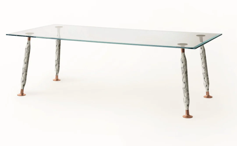 Lady Hio обеденные столы из стекла с ножками из мрамора Glas Italia
